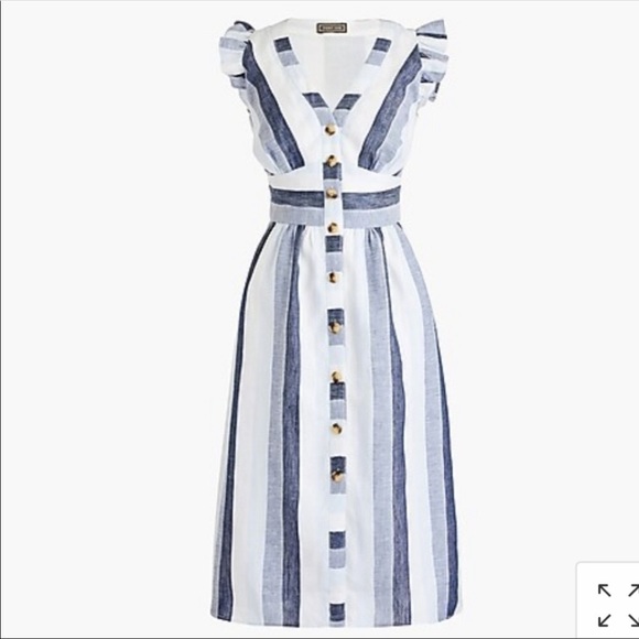 JCrew Point Sur Linen Striped Dress Size 6 - Picture 5 of 12